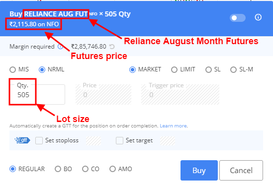 Reliance August Futures