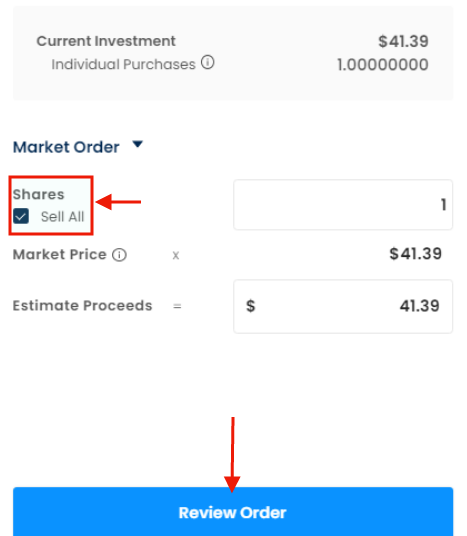 Sell US stock - sell order form