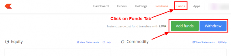 Zerodha - add funds